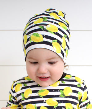 Beanie in Lemon Line