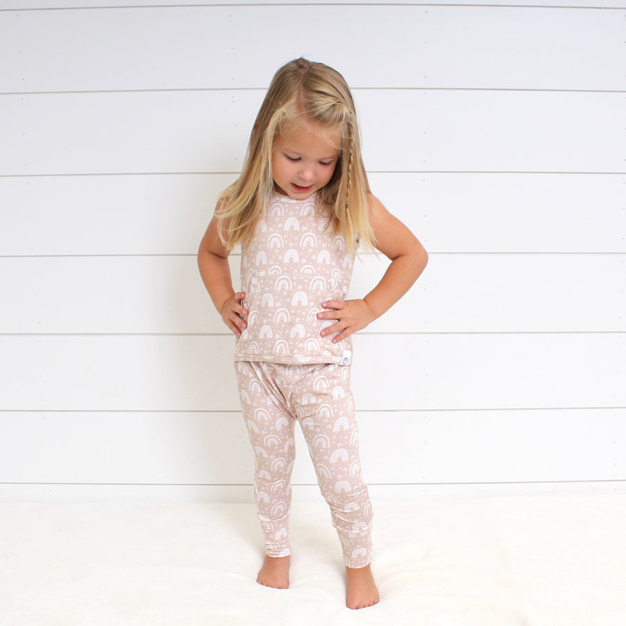 Front Opening Tank Romper in Tawny Rainbows | Bamboo Viscose