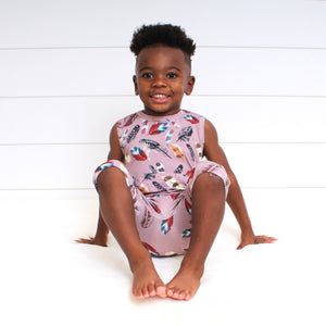 Front Opening Tank Shortie Romper in Birds of a Feather | Bamboo Viscose