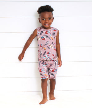 Front Opening Tank Shortie Romper in Birds of a Feather