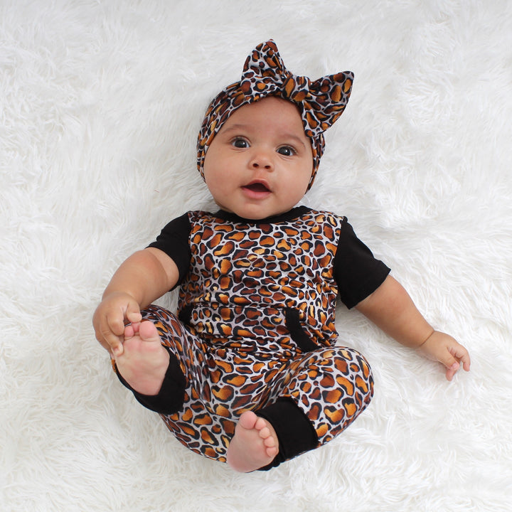 Front Opening Romper in Leopard King | Bamboo Viscose