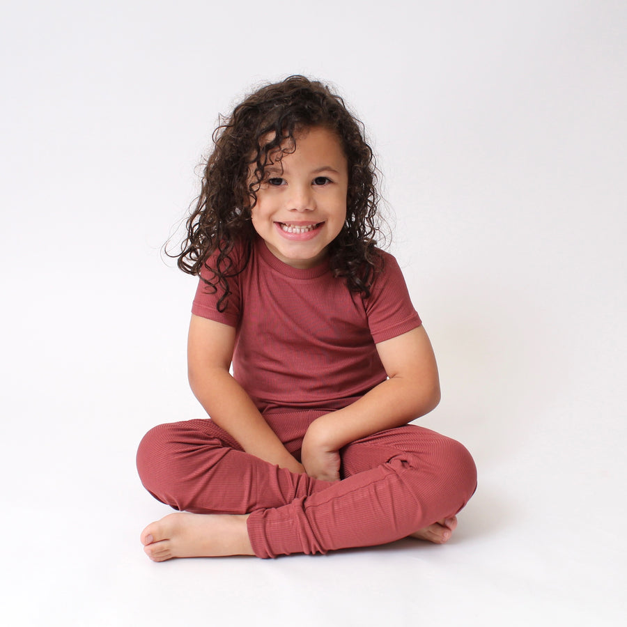 2 pc Loungewear Set in Memphis Rust | Ribbed Bamboo Viscose