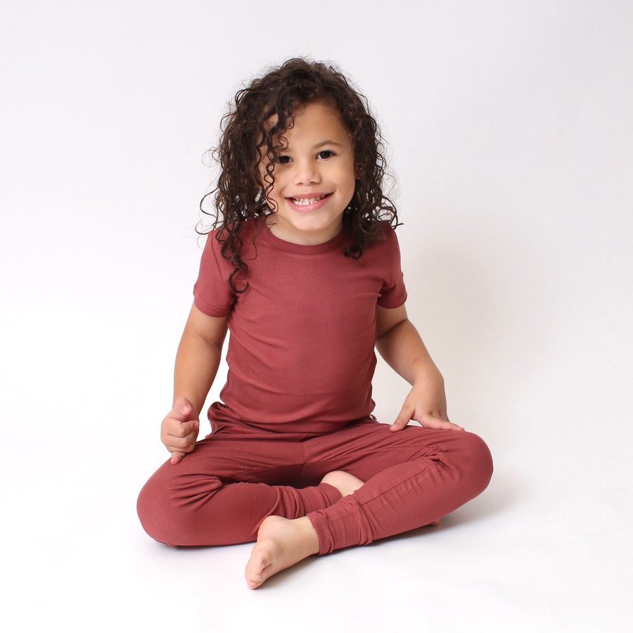 2 pc Loungewear Set in Memphis Rust | Ribbed Bamboo Viscose