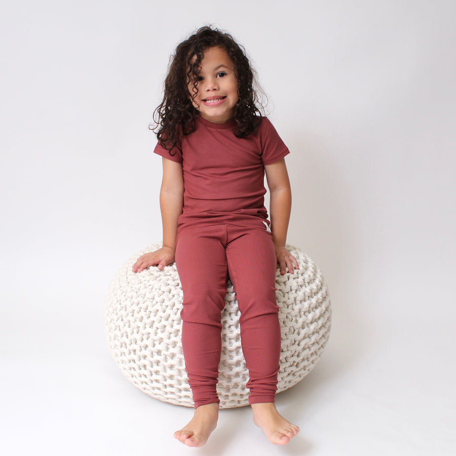 2 pc Loungewear Set in Memphis Rust | Ribbed Bamboo Viscose