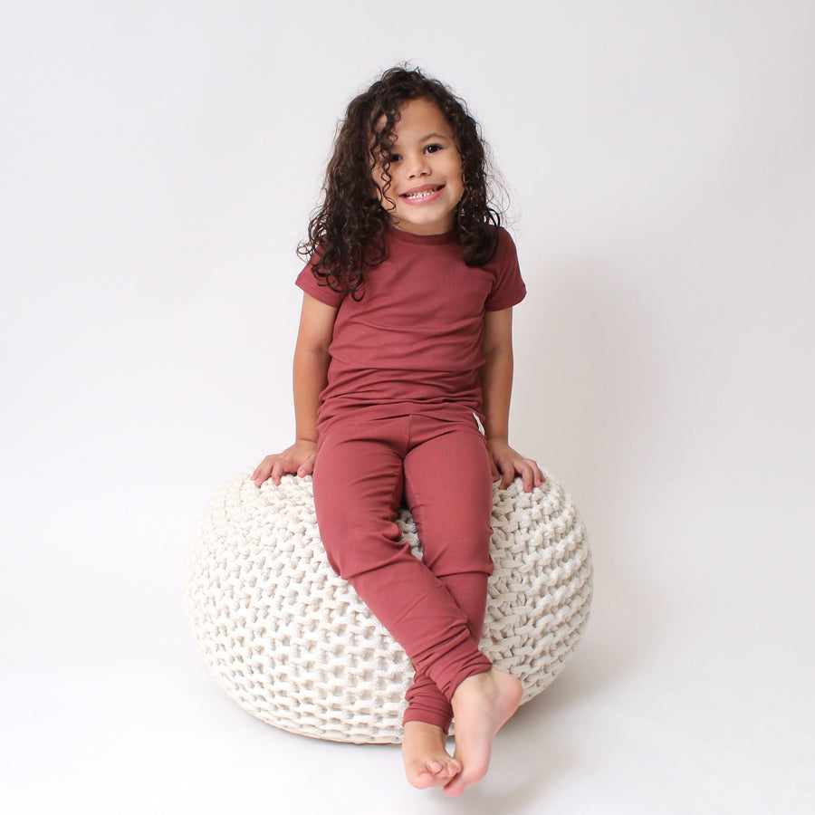 2 pc Loungewear Set in Memphis Rust | Ribbed Bamboo Viscose