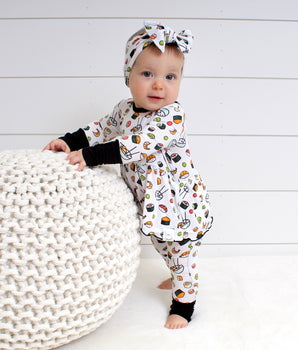 Front Opening Twirl Romper in Kabuki Sushi