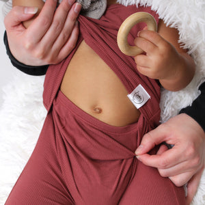 Front Opening Tank Shortie Romper in Memphis Rust | Ribbed Bamboo Viscose