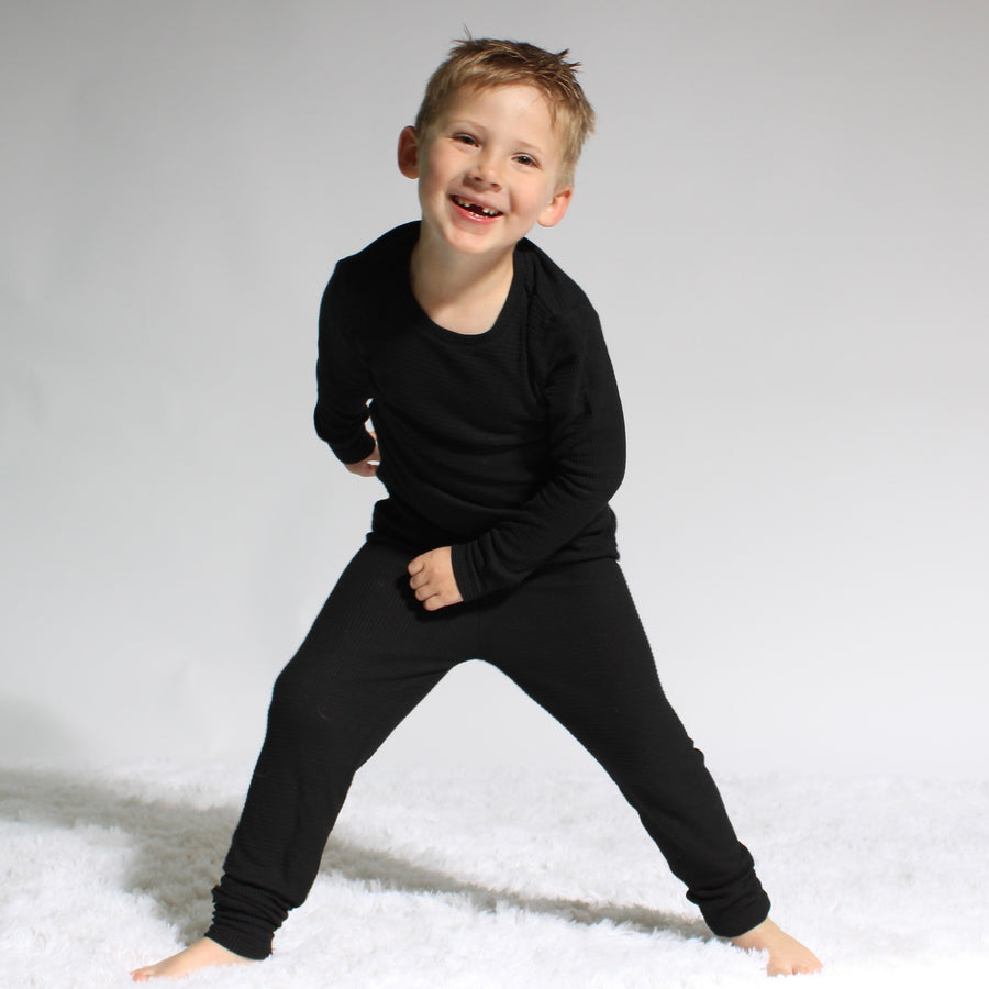 2 pc Loungewear Set in Raven Waffle | Bamboo Viscose