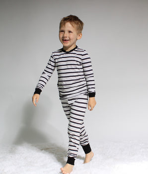 2 pc Loungewear Set in Striped Onyx | Bamboo Viscose