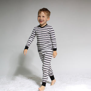 2 pc Loungewear Set in Striped Onyx | Bamboo Viscose