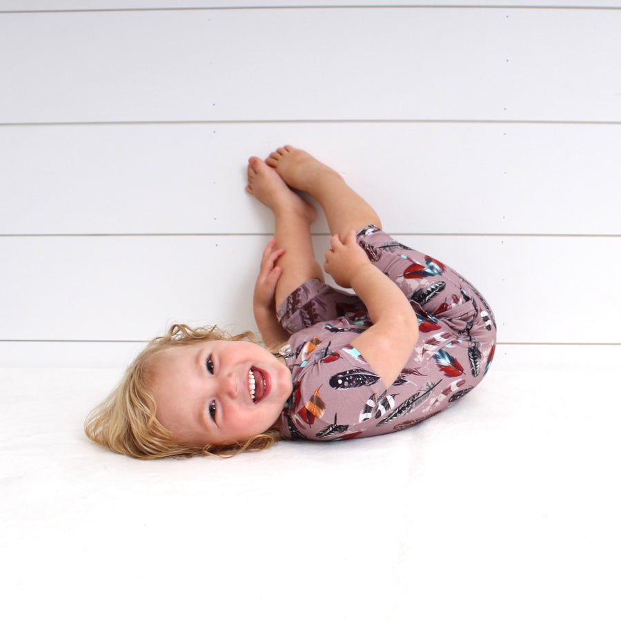 Front Opening Shortie Romper in Birds of a Feather | Bamboo Viscose