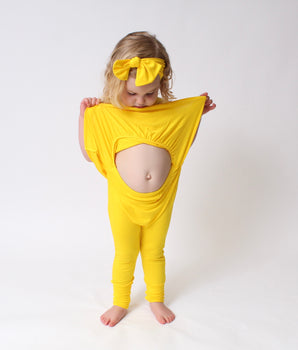 Front Opening Twirl Romper in Sunshine