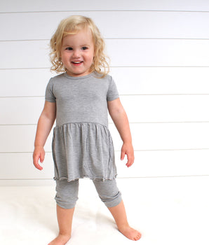 Front Opening Twirl Shortie Romper in Heathered Grey