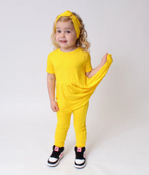 Front Opening Twirl Romper in Sunshine