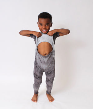 Front Opening Romper in O.G Stormy | Bamboo Viscose