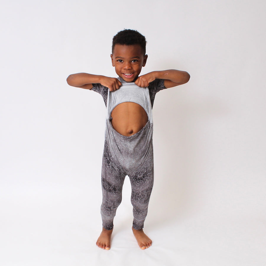Front Opening Romper in O.G Stormy | Bamboo Viscose