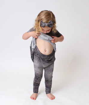 Front Opening Twirl Romper in O.G Stormy
