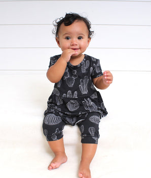 Front Opening Twirl Shortie Romper in Cactus Nights