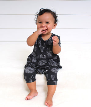 Front Opening Twirl Shortie Romper in Cactus Nights