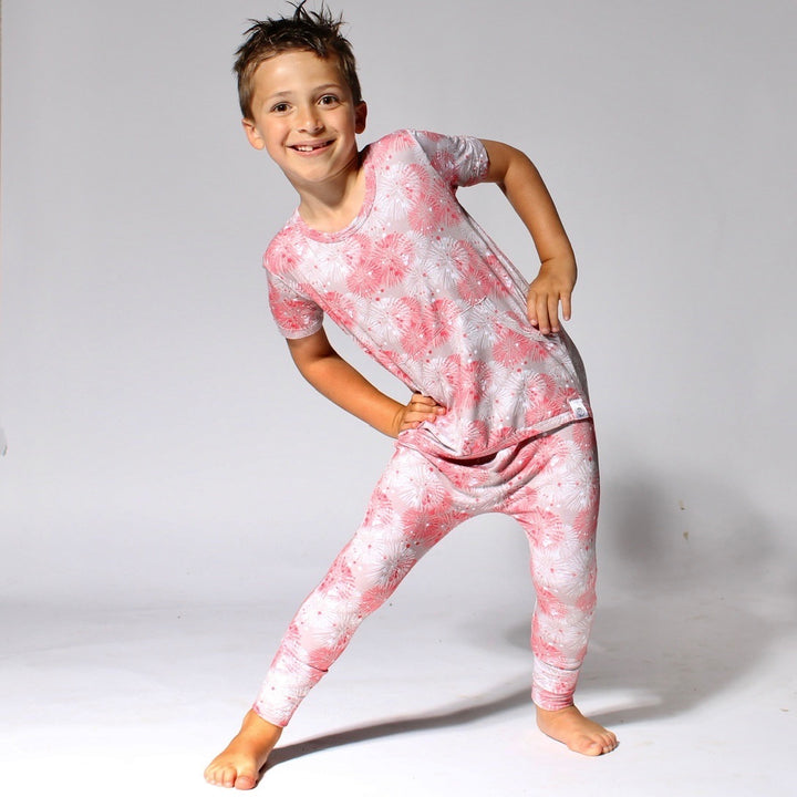 Front Opening Romper in Fire Work It | Bamboo Viscose