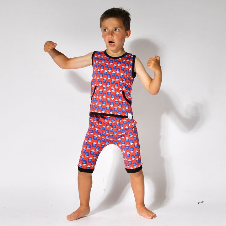 Front Opening Tank Shortie Romper in Cupcakes | Bamboo Viscose