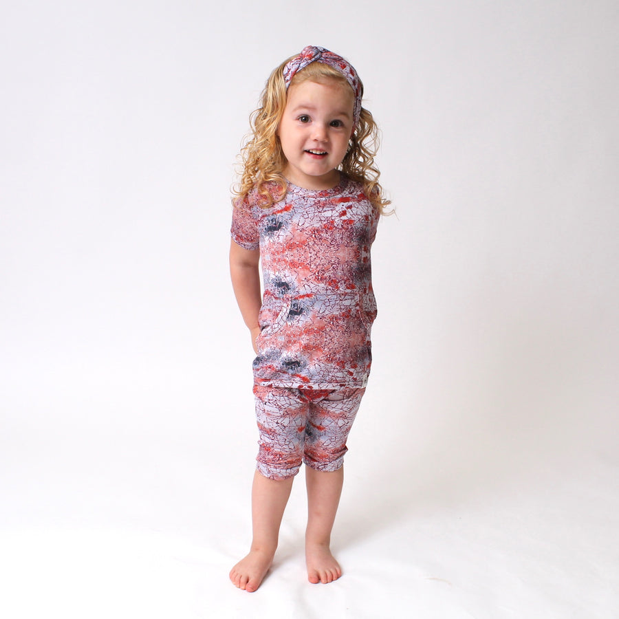 Front Opening Shortie Romper in Sunset | Bamboo Viscose