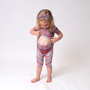Front Opening Shortie Romper in Sunset | Bamboo Viscose