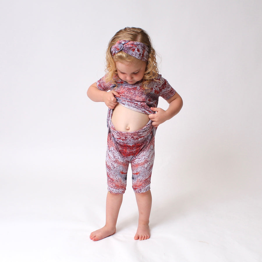 Front Opening Shortie Romper in Sunset | Bamboo Viscose
