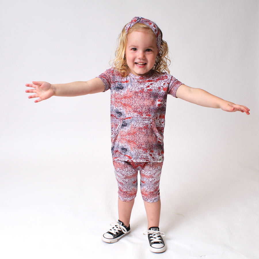 Front Opening Shortie Romper in Sunset | Bamboo Viscose