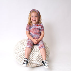 Front Opening Shortie Romper in Sunset | Bamboo Viscose