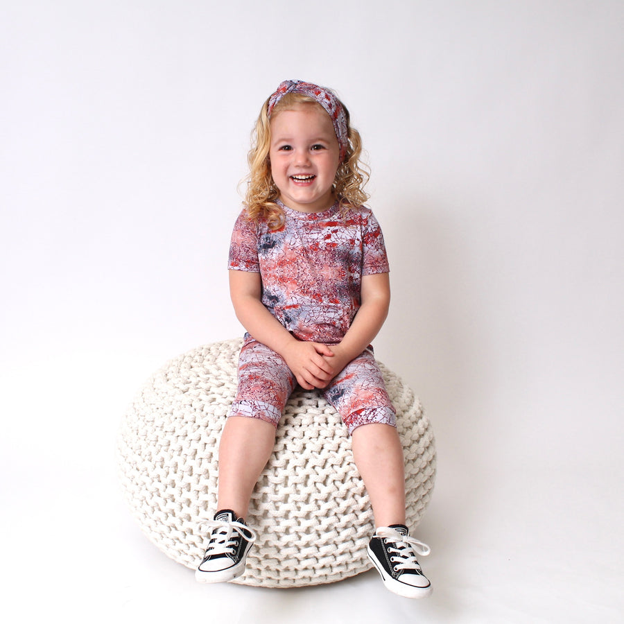 Front Opening Shortie Romper in Sunset | Bamboo Viscose