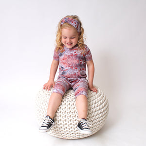 Front Opening Shortie Romper in Sunset | Bamboo Viscose