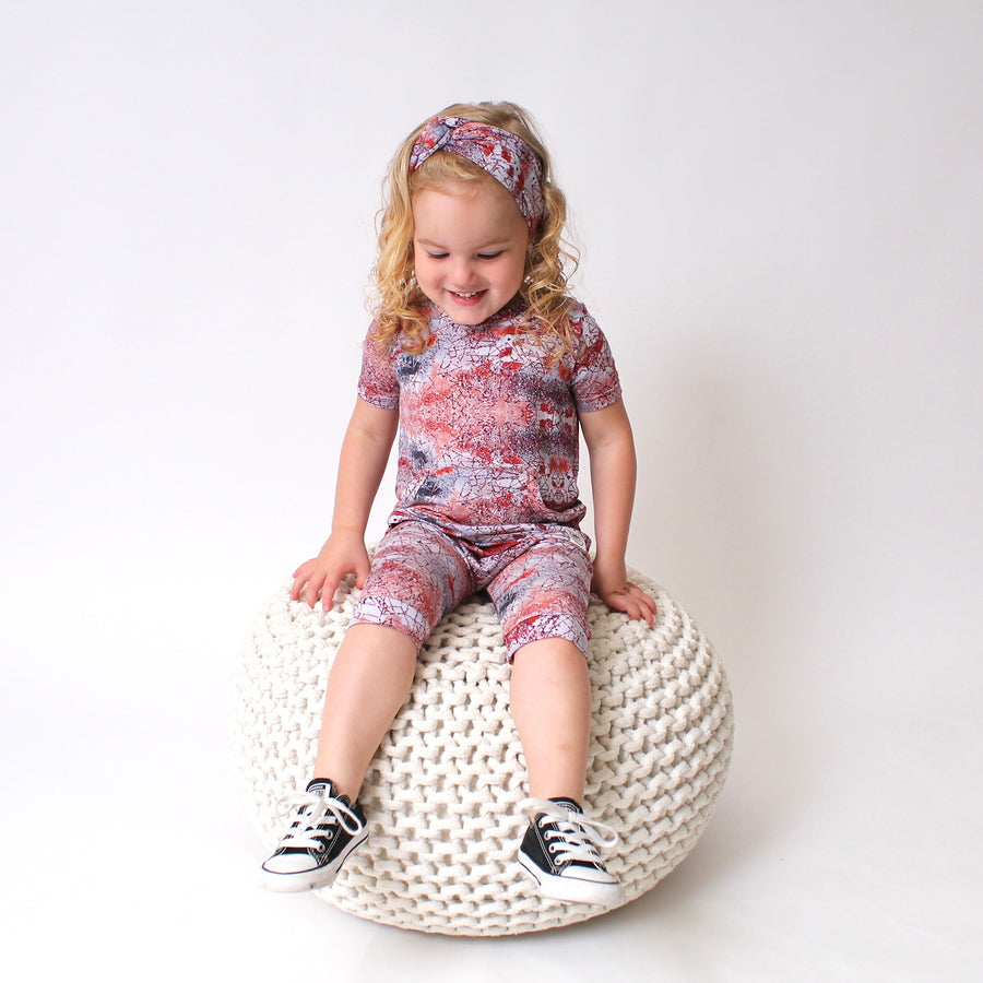 Front Opening Shortie Romper in Sunset | Bamboo Viscose