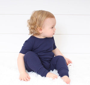 Front Opening Romper in Into The Blue | Ribbed Bamboo Viscose