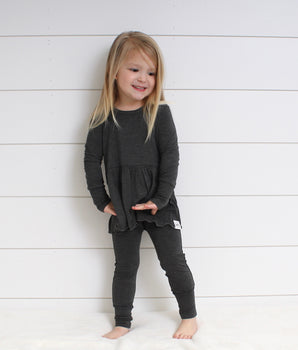 Front Opening Twirl Romper in London Fog