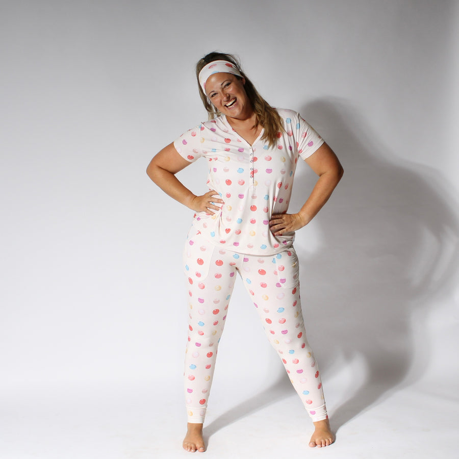 Women’s 2 pc Loungewear Set in Boho Candy Buttons | Bamboo Viscose