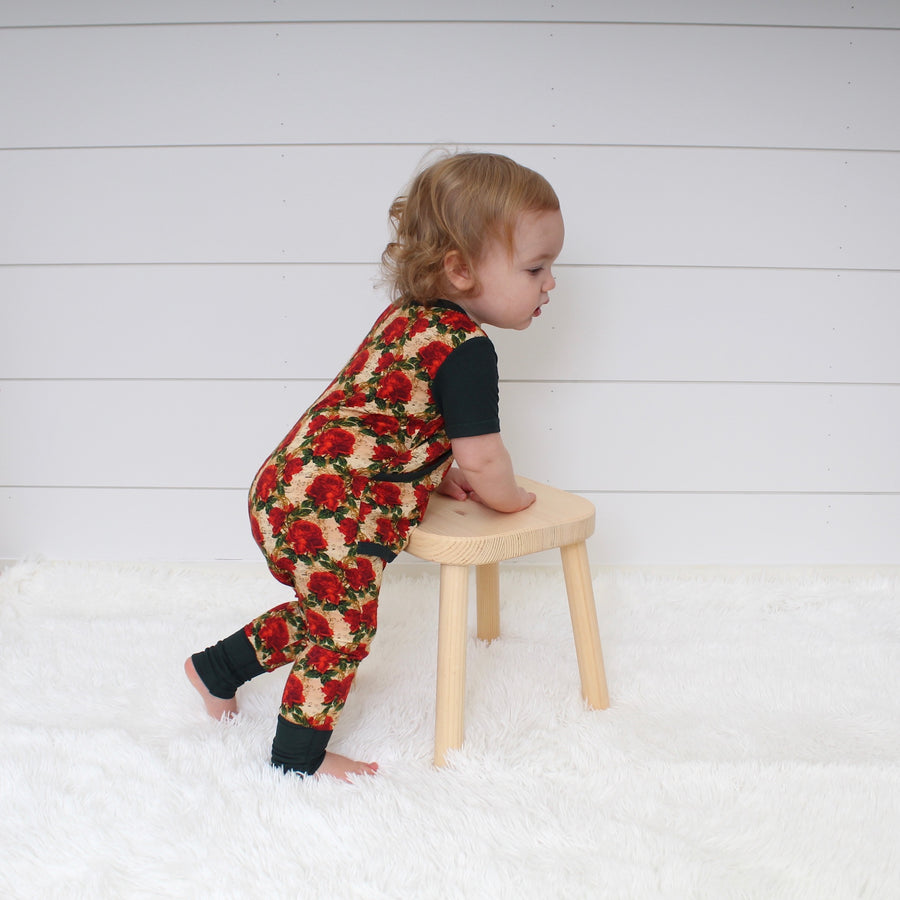Front Opening Romper in Smell the Roses | Bamboo Viscose