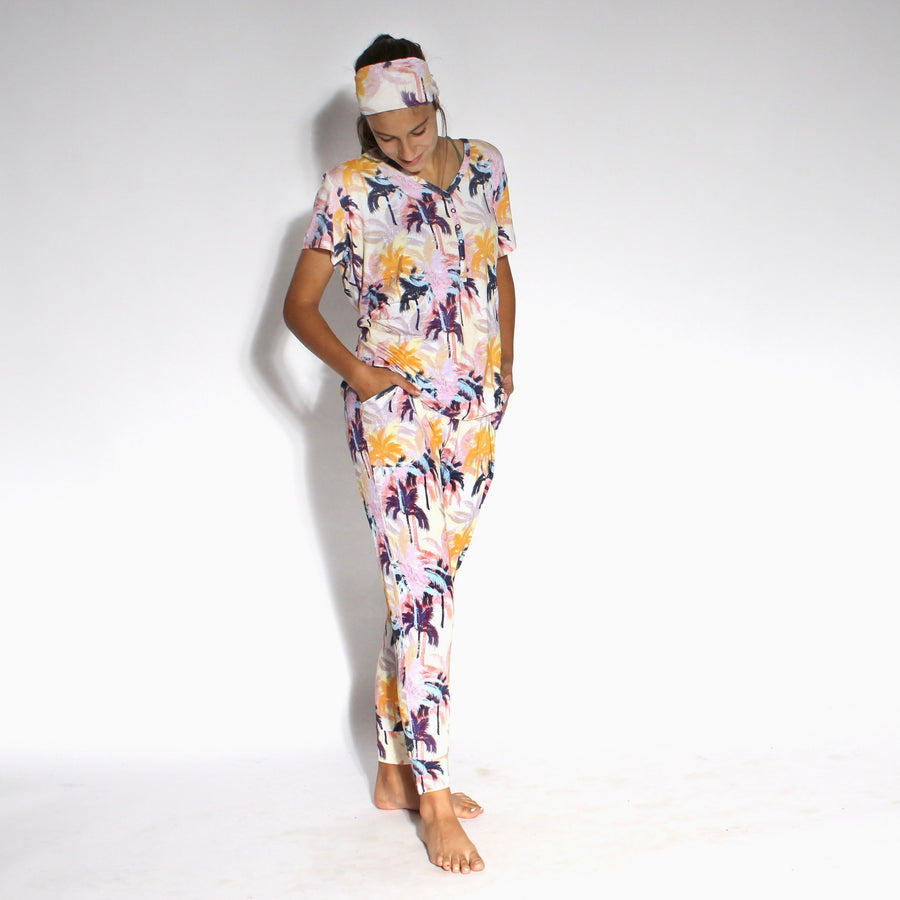 Women’s 2 pc Loungewear Set in Tropic Palms | Bamboo Viscose