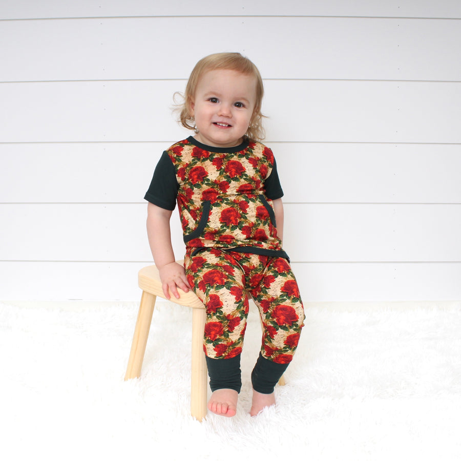 Front Opening Romper in Smell the Roses | Bamboo Viscose