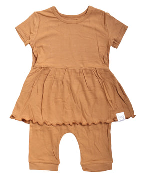 Front Opening Twirl Shortie Romper in Saffron