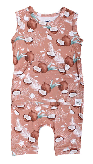 Front Opening Tank Shortie Romper in Coco Nutty | Bamboo Viscose