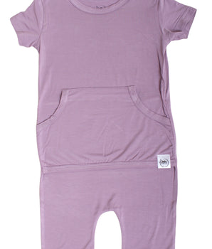 Front Opening Shortie Romper in Blushing Lilac | Bamboo Viscose