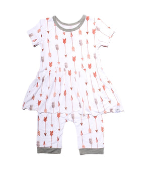 Front Opening Twirl Shortie Romper in Fate’s Arrows