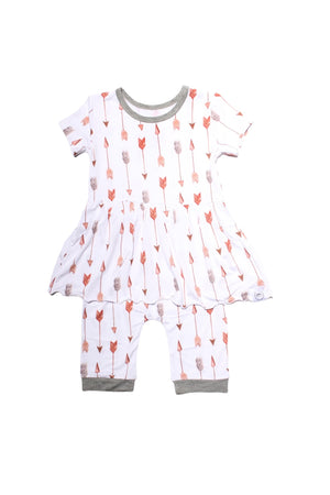 Front Opening Twirl Shortie Romper in Fate’s Arrows | Bamboo Viscose