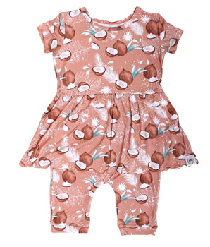 Change-A-Roo™ Front Opening Twirl Shortie Romper in Coco Nutty