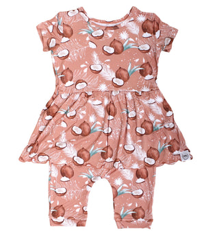 Front Opening Twirl Shortie Romper in Coco Nutty