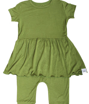 Front Opening Twirl Shortie Romper in Olive My Heart