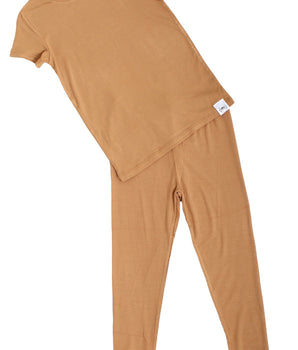 2 pc Loungewear Set in Saffron | Ribbed Bamboo Viscose