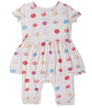 Front Opening Twirl Shortie Romper in Boho Candy Buttons