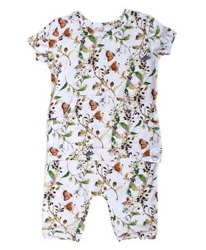 Front Opening Shortie Romper in Butterflies | Bamboo Viscose